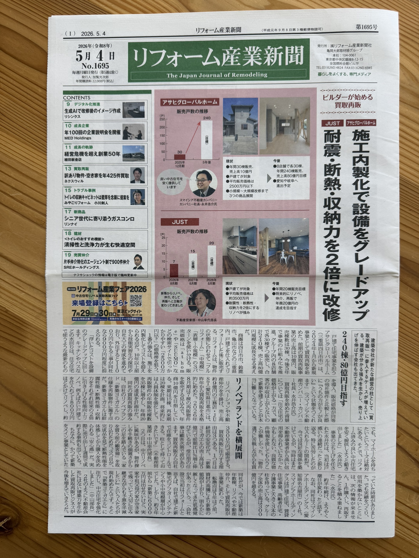 リフォーム産業新聞1695号(2026/05/04発行)1面